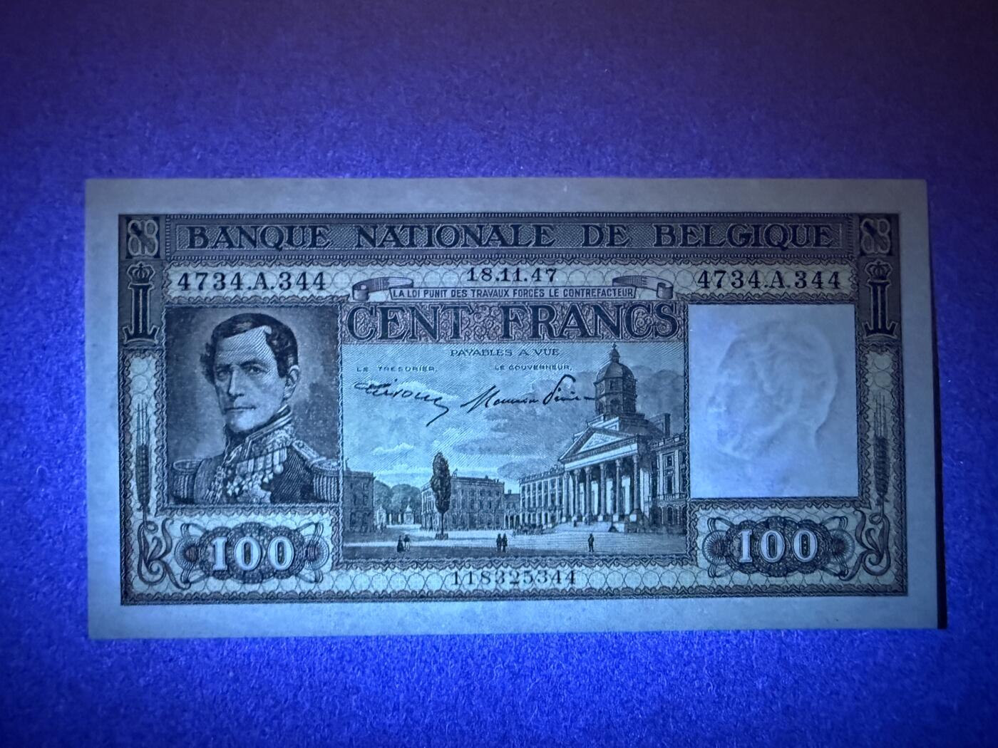 《艾美收藏》第198期-周日外币百拍 比利时100法郎 UNC 1947年老版本