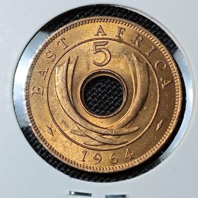 KK钱币收藏小铺 第280期 2月预留时间 周末发货 -  1964英属东非5分铜币 好品