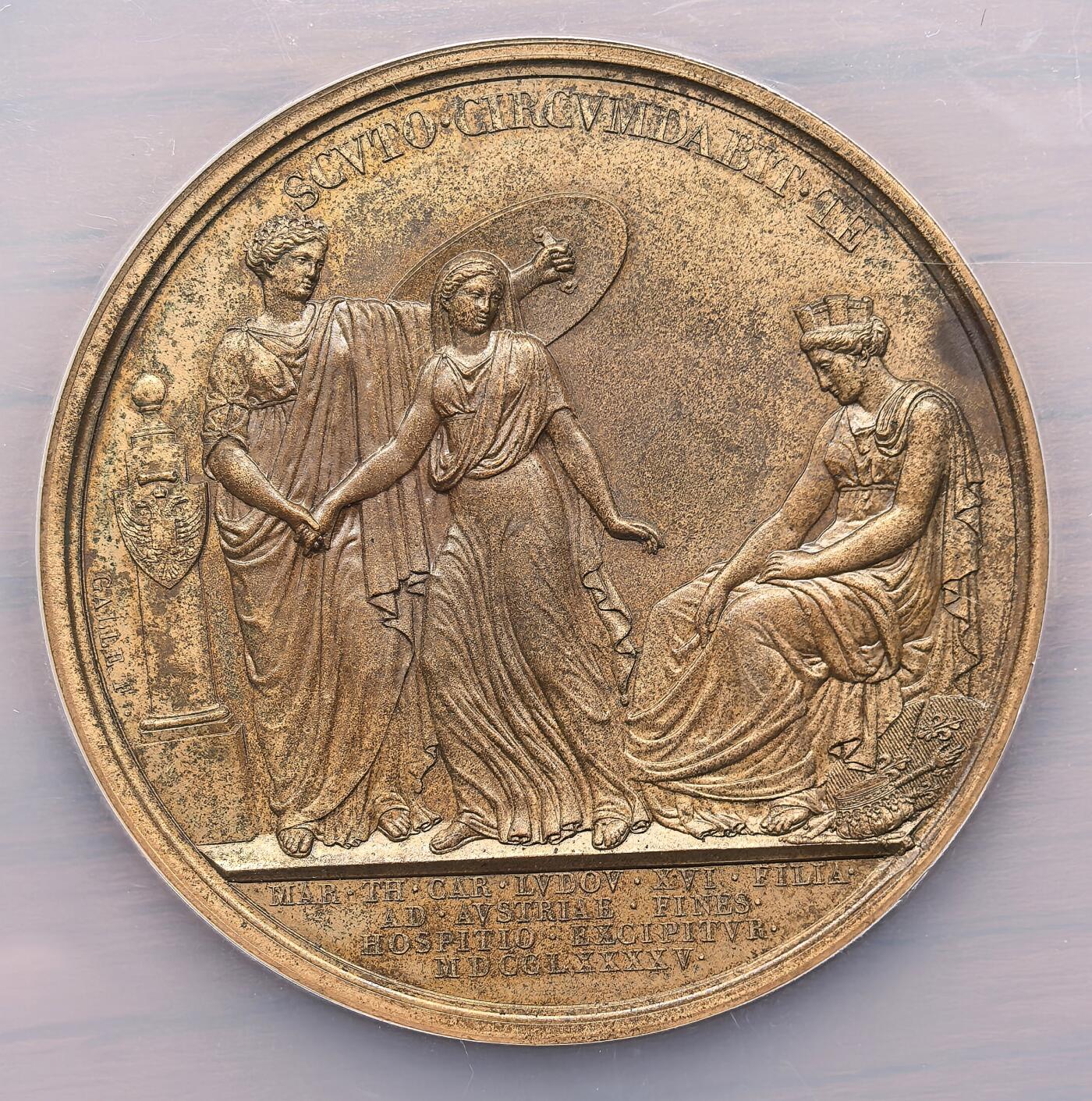 凡希社世界钱币微拍第三百零三期 1795法国路易十八夏洛特引渡纪念大铜章NGC-MS62