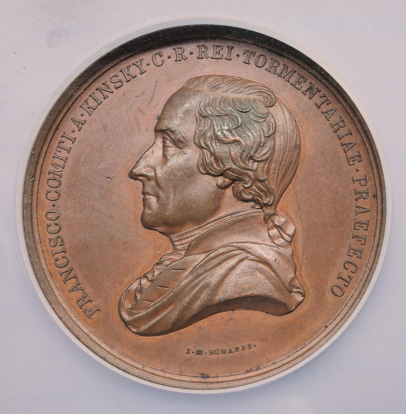 凡希社世界钱币微拍第三百零三期 1846奥地利Franz Kinsky纪念大铜章NGC-MS63