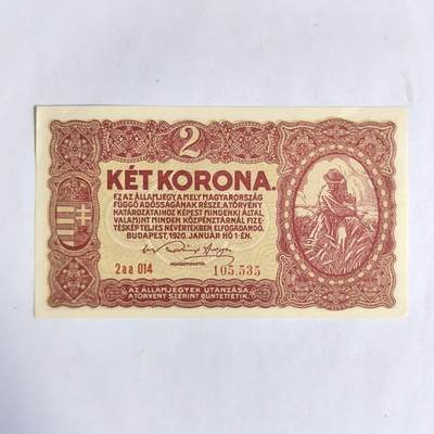 各国外币第91期 - 匈牙利2克朗1920年 9品