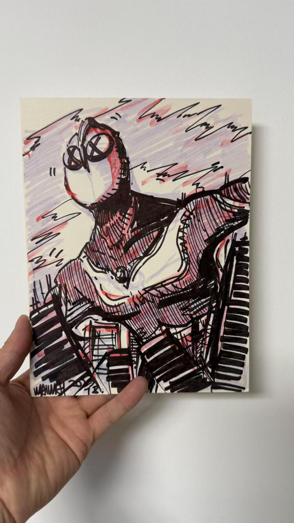 零元拍：歪歪亲笔签名亲绘原画色卡，尺寸：22*17CM，不是复制画哦