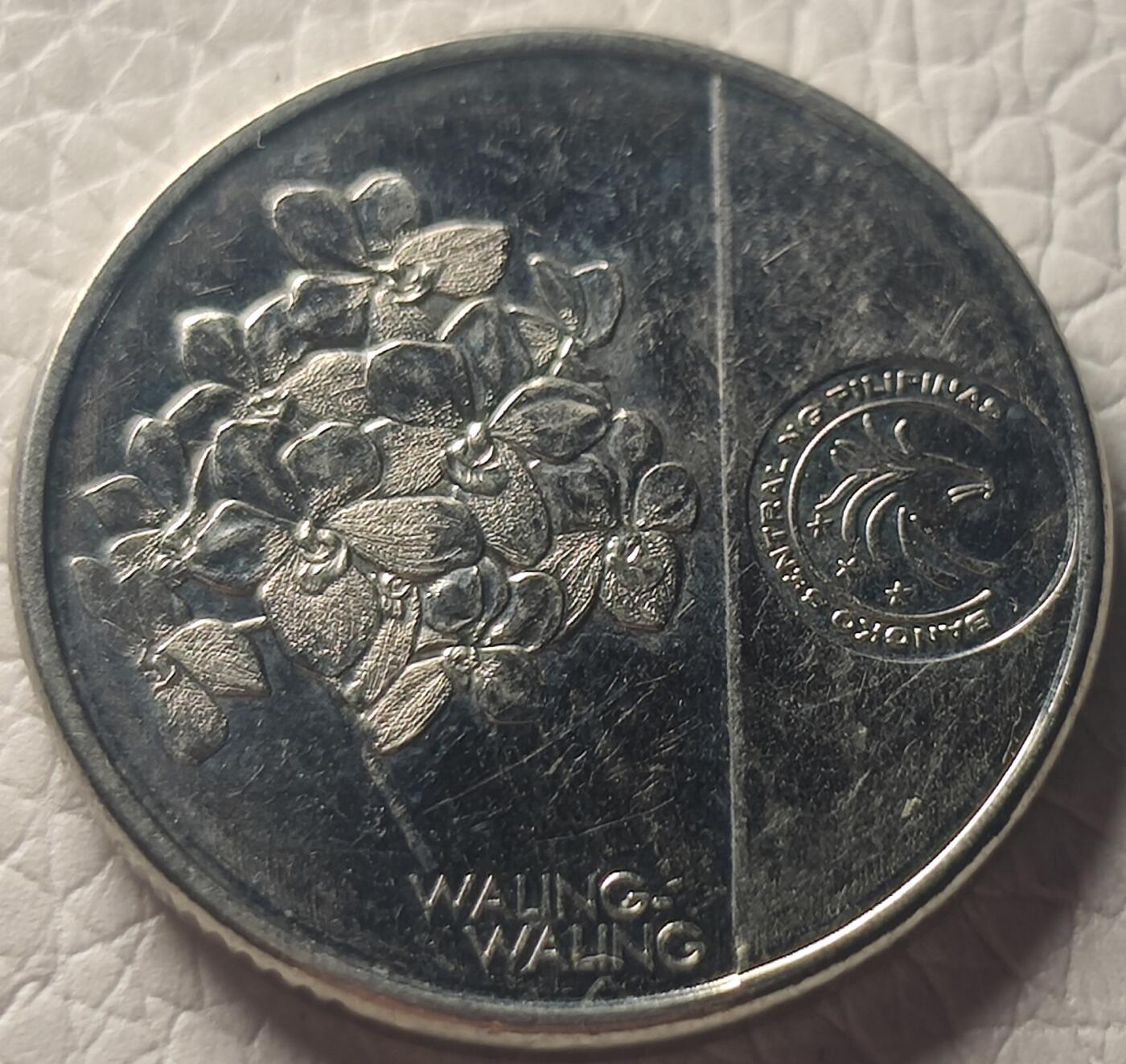 泉币菌-第26场-中外散币乐园 菲律宾新版1比索硬币 花卉人物