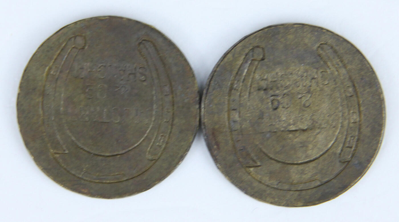华宇2025年春季拍卖会 民国华侨代用币二枚，尺寸：2.5*2.5cm
