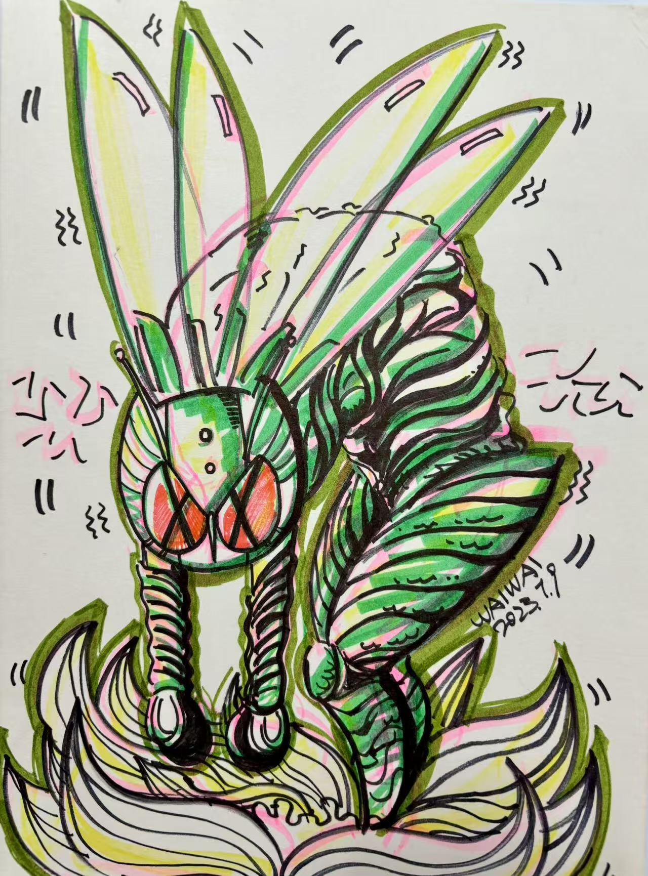 零元拍：歪歪亲笔签名亲绘原画色卡，尺寸：35CMX24CM，不是复制画哦