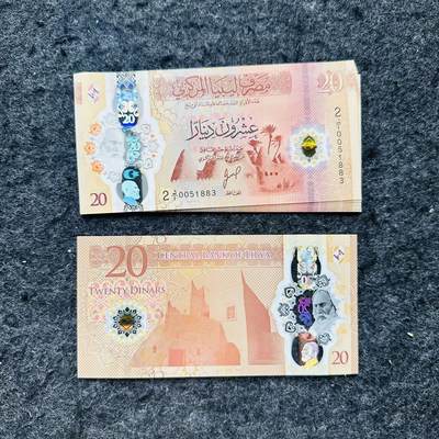 🇱🇾🇧🇲🇦🇪2513 ￥￥利比亚2025年5第纳尔新签名和20第纳尔首发冠无47，百慕大2和5元获奖钞 - 利比亚2025年20第纳尔，2 A/1 0051850