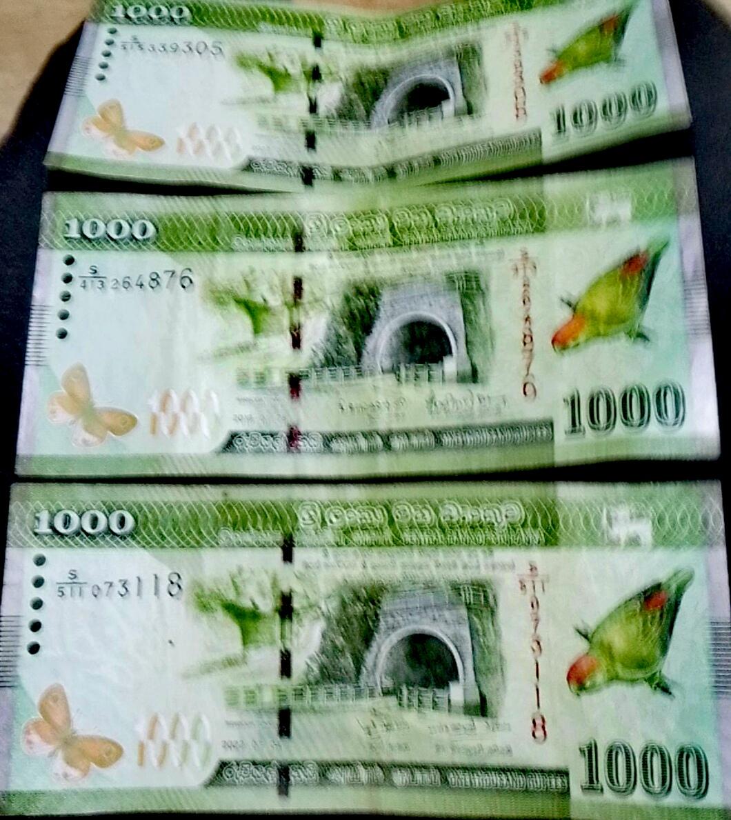 斯里兰卡1000卢比纸币3枚