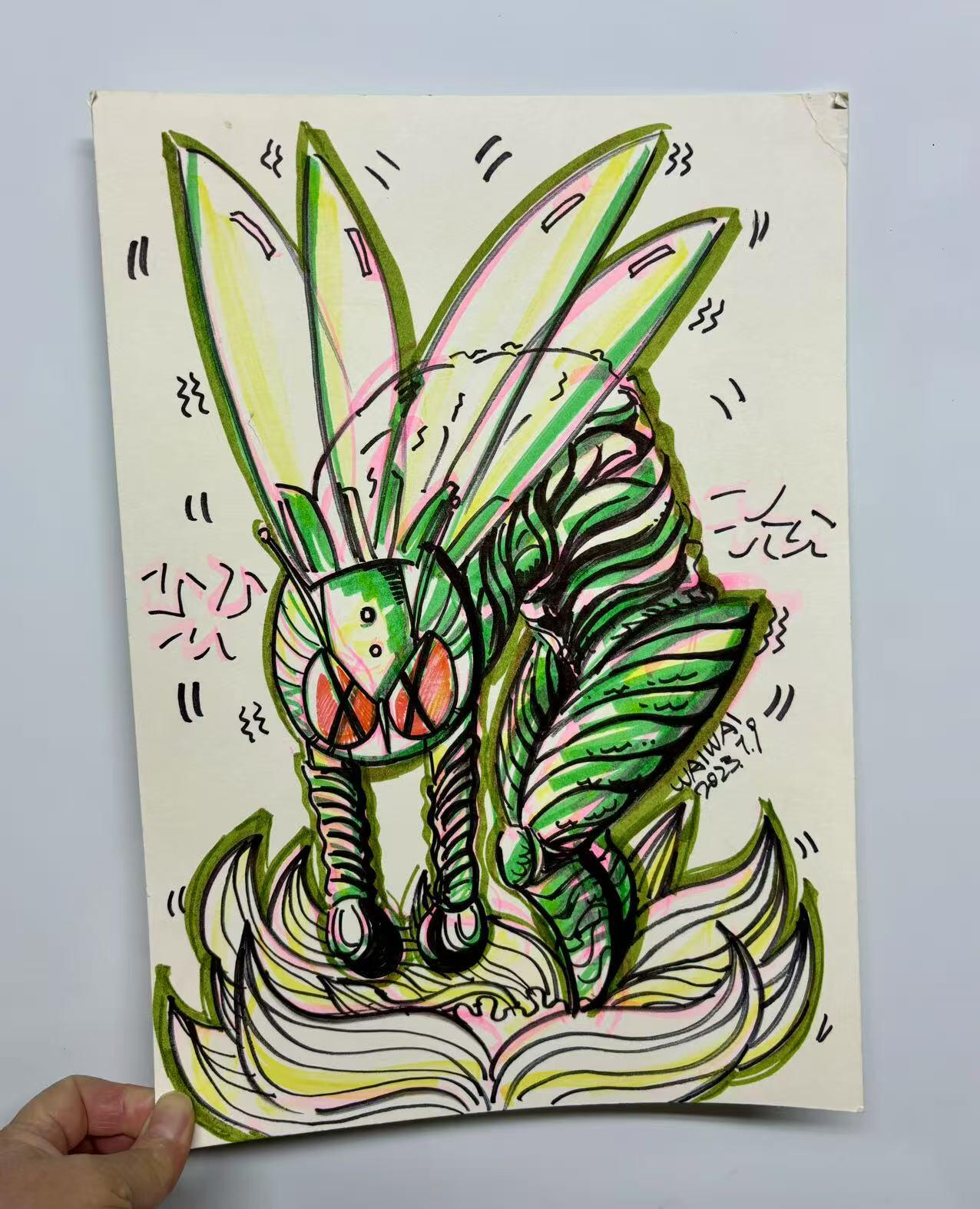 零元拍：歪歪亲笔签名亲绘原画色卡，尺寸：35CMX24CM，不是复制画哦