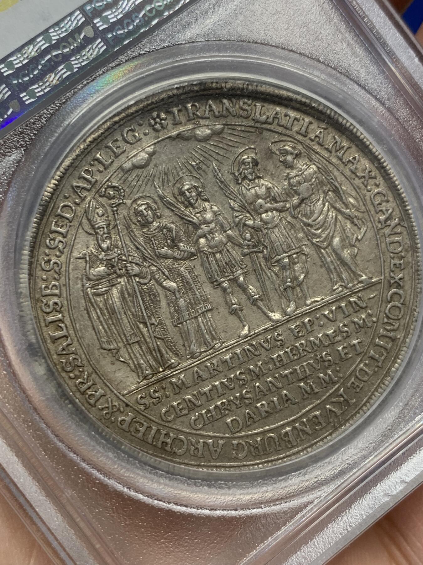 《竞宝斋》第380场 周日，周一 2场连拍 （全场包邮） NGC MS63 奥地利萨尔茨堡 1682年 主教区建立1100年泰勒大银币 光度极好 细节精美 稀少品种 加厚盒装