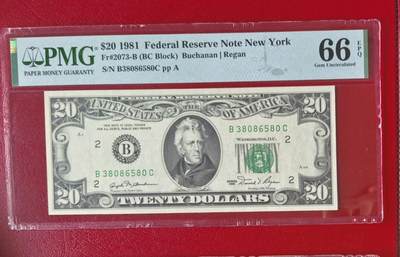 Gem Unc 美国纸币 1981年 20美元纸币 Pmg 66E - Gem Unc 美国纸币 1981年 20美元纸币 Pmg 66E