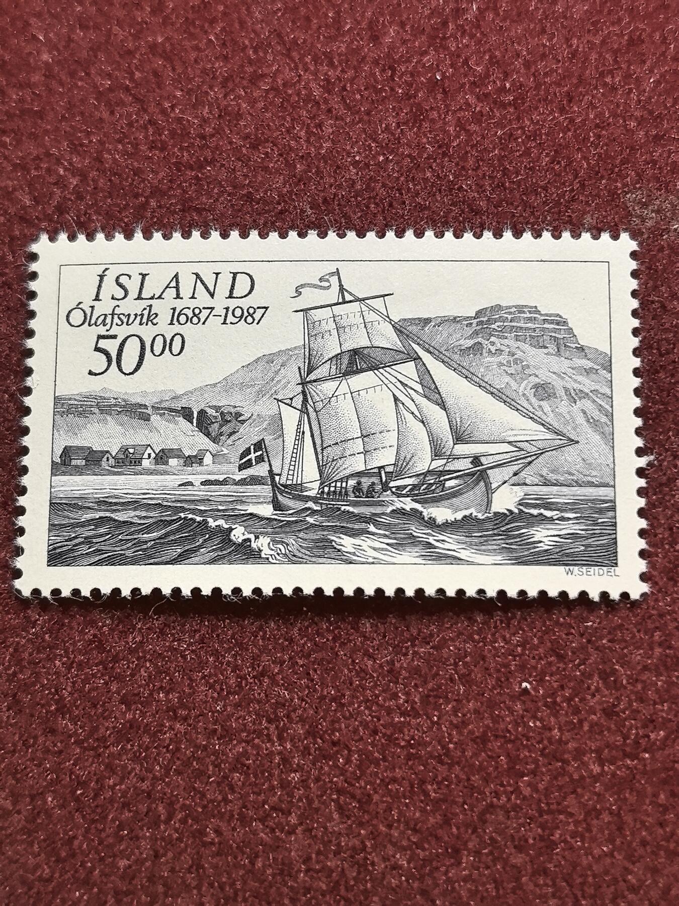 联合阁邮币社™ ——“精品多国邮票” 冰岛1987帆船 赛德尔雕刻 1全