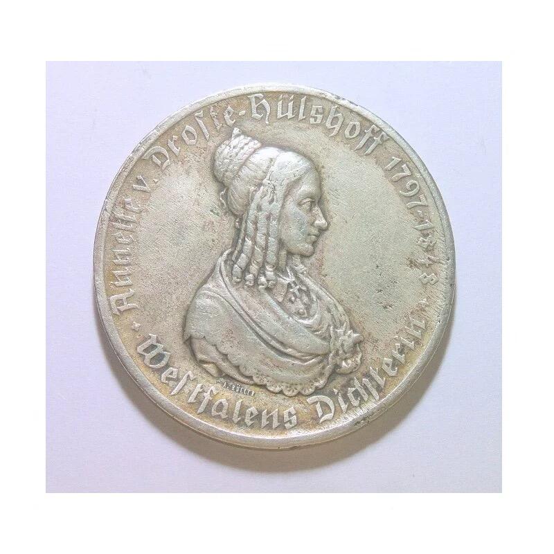 德国1923年 威斯特法伦双面头像女人头大马币 高浮雕精制大镀银币章 45MM 发行量一万枚