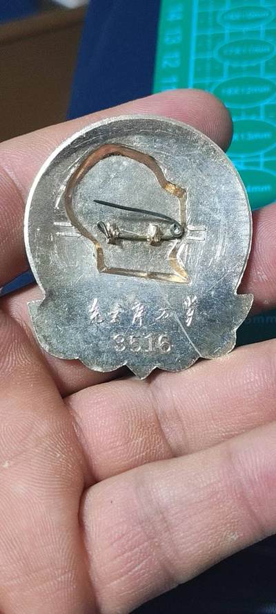 精品毛主席像章拍场 🔥忠字🔥毛主席像章一枚，忠字，爱心忠，少见颜色版别