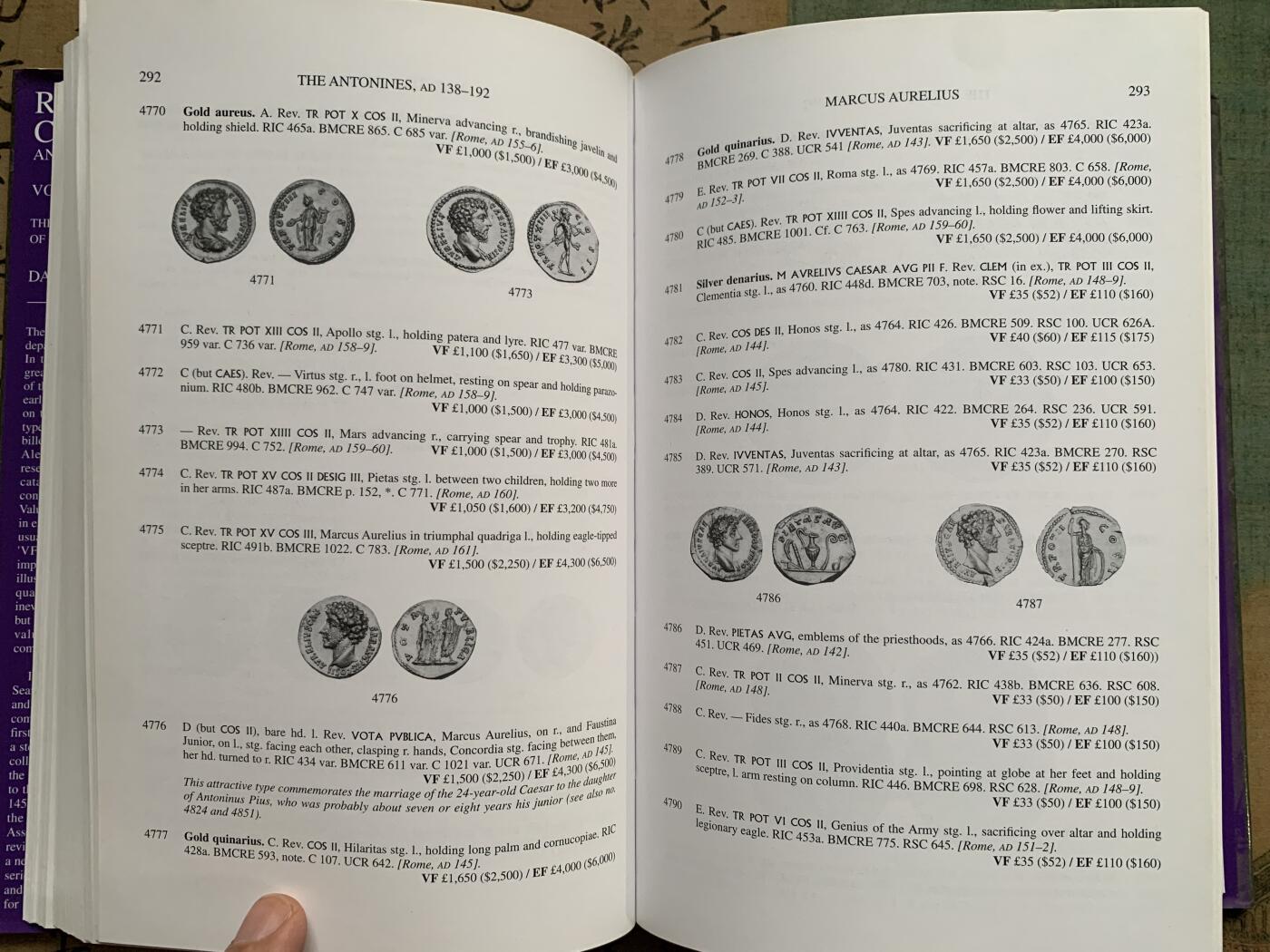 《竞宝斋》第381场 周日，周一 2场连拍 （全场包邮） 罗马钱币及其价值第二卷，David Sear最新版本，国内首见完整版5册，罗马钱币收藏必备