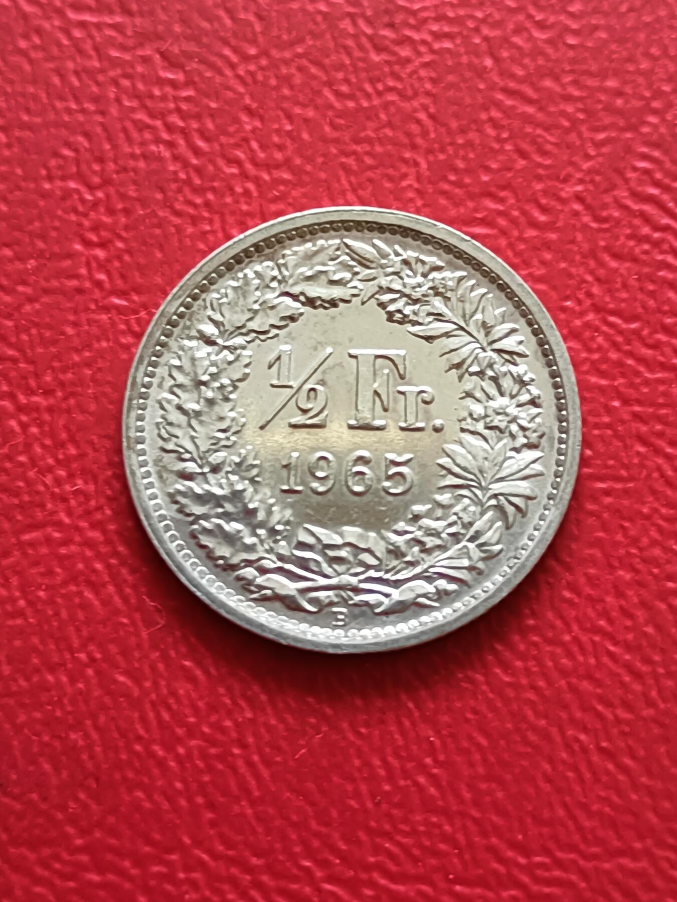 【云涧收藏】第二十六场 瑞士1965年1/2法朗银币，UNC