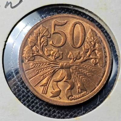 KK钱币收藏小铺 第283期 2月预留时间 周末发货 -  1948捷克斯洛伐克50赫勒铜币