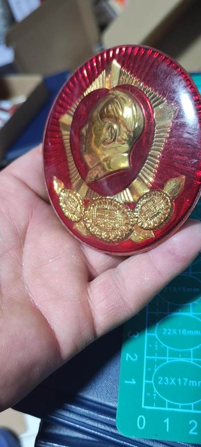精品毛主席像章拍场 🔥有机章🔥忠字🔥毛主席像章一枚，忠字，有机像章，葵花大五星题材，金粉蹭亮饱满。极美品。尺寸大82毫米，包老包真。某海鲜市场卖358，本店放漏出一枚！