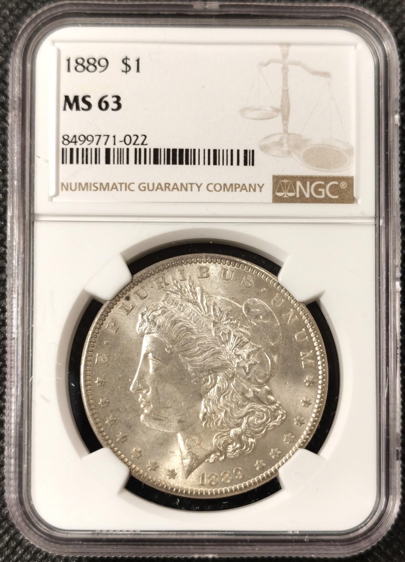  甄臻铺-美国银币专场-世界币章拍卖（第17期），送拍享返佣金等优惠多多 NGC-MS63 1889年美国摩根银币