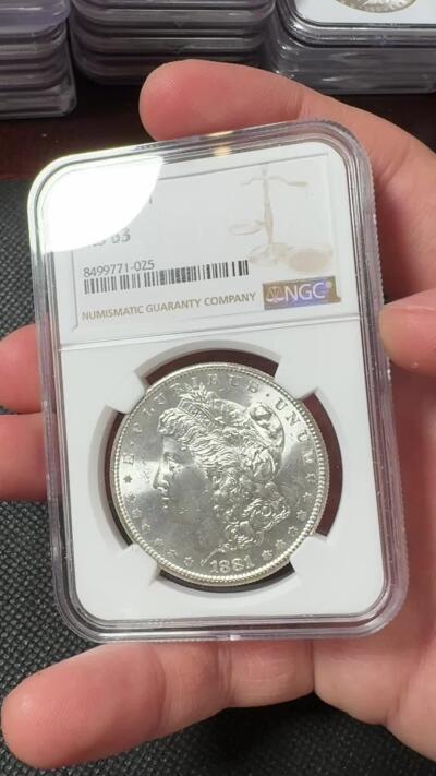  甄臻铺-美国银币专场-世界币章拍卖（第17期），送拍享返佣金等优惠多多 NGC-MS63 1881年S版摩根，PL质感，低评