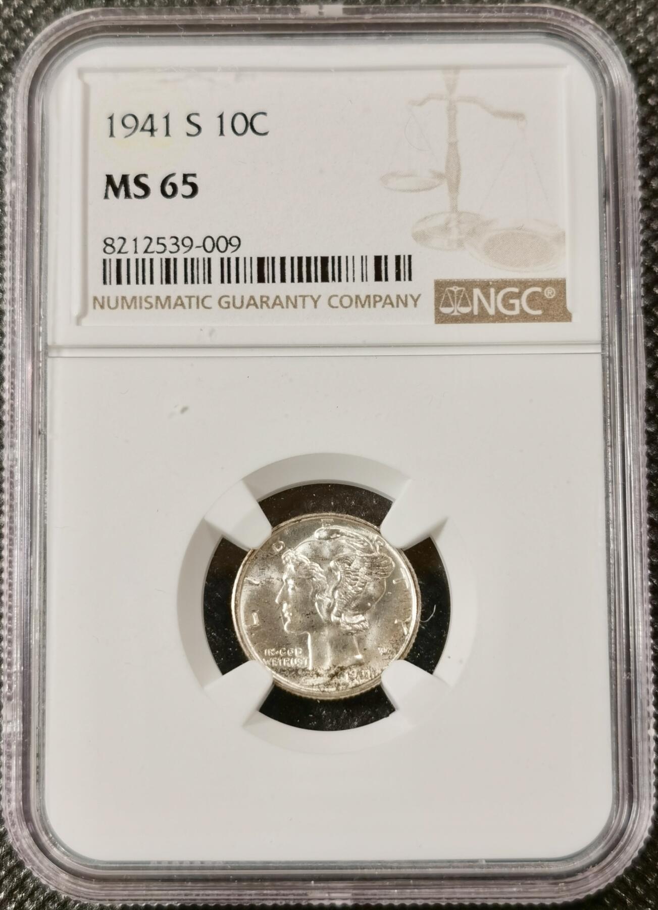  甄臻铺-美国银币专场-世界币章拍卖（第17期），送拍享返佣金等优惠多多 NGC-MS65 1941年S版美国小飞侠，自然包浆