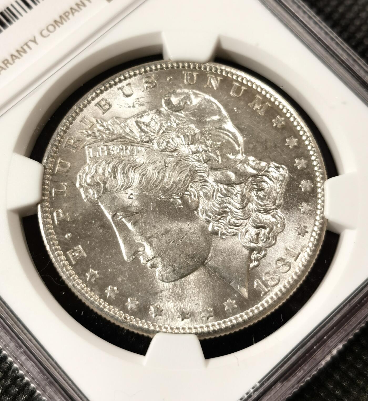  甄臻铺-美国银币专场-世界币章拍卖（第17期），送拍享返佣金等优惠多多 NGC-MS64 1881年S版美国摩根，低评，PL质感