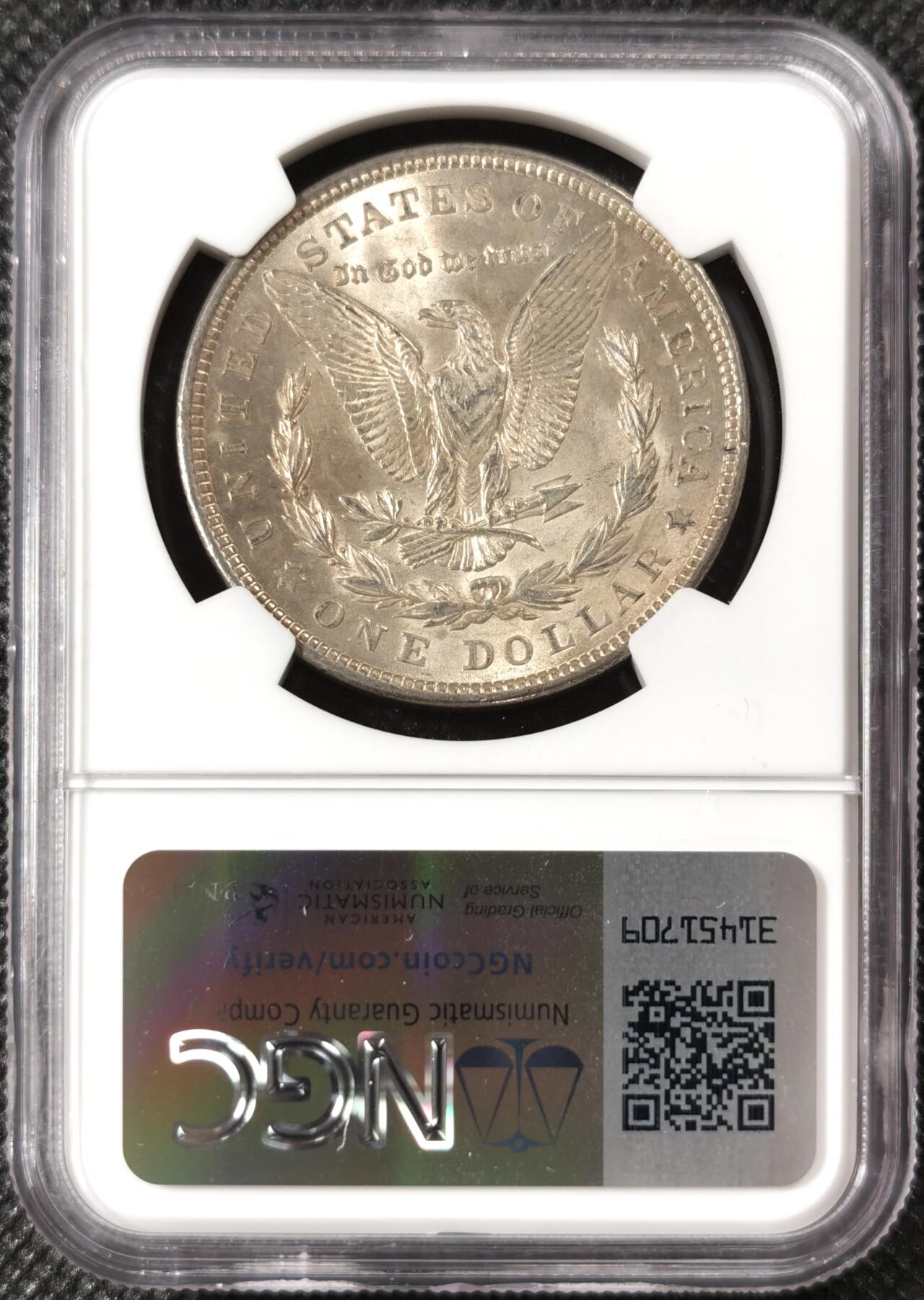  甄臻铺-美国银币专场-世界币章拍卖（第17期），送拍享返佣金等优惠多多 NGC-MS62 1921年美国摩根，淡金色包浆，圆润金色