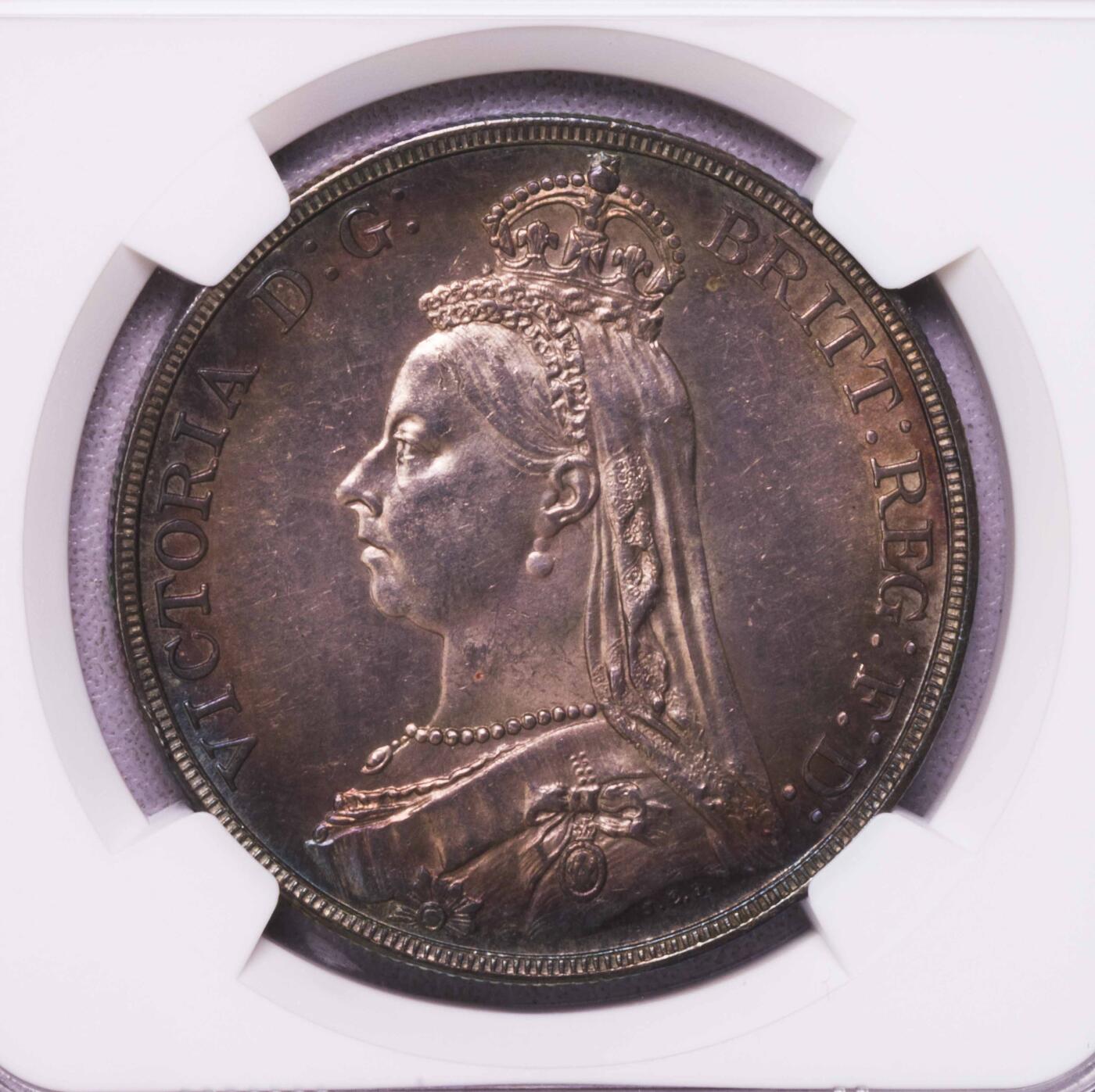 NGC-MS62 1888英国小维高冠马剑克朗 特年