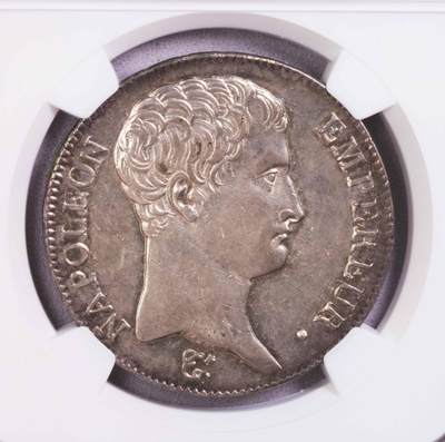 NGC-AU58 共和13年法国拿破仑无花冠5法郎大银币名家旧藏 - NGC-AU58 共和13年法国拿破仑无花冠5法郎大银币名家旧藏