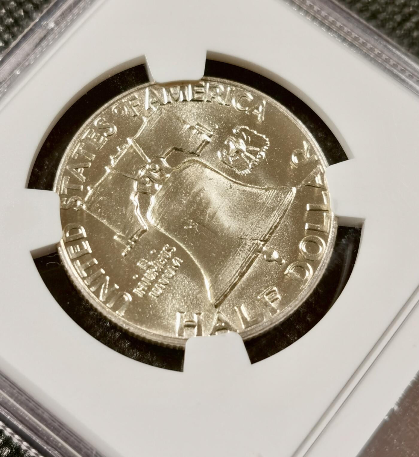  甄臻铺-美国银币专场-世界币章拍卖（第17期），送拍享返佣金等优惠多多 NGC-MS64 1950年美国富兰克林半美元