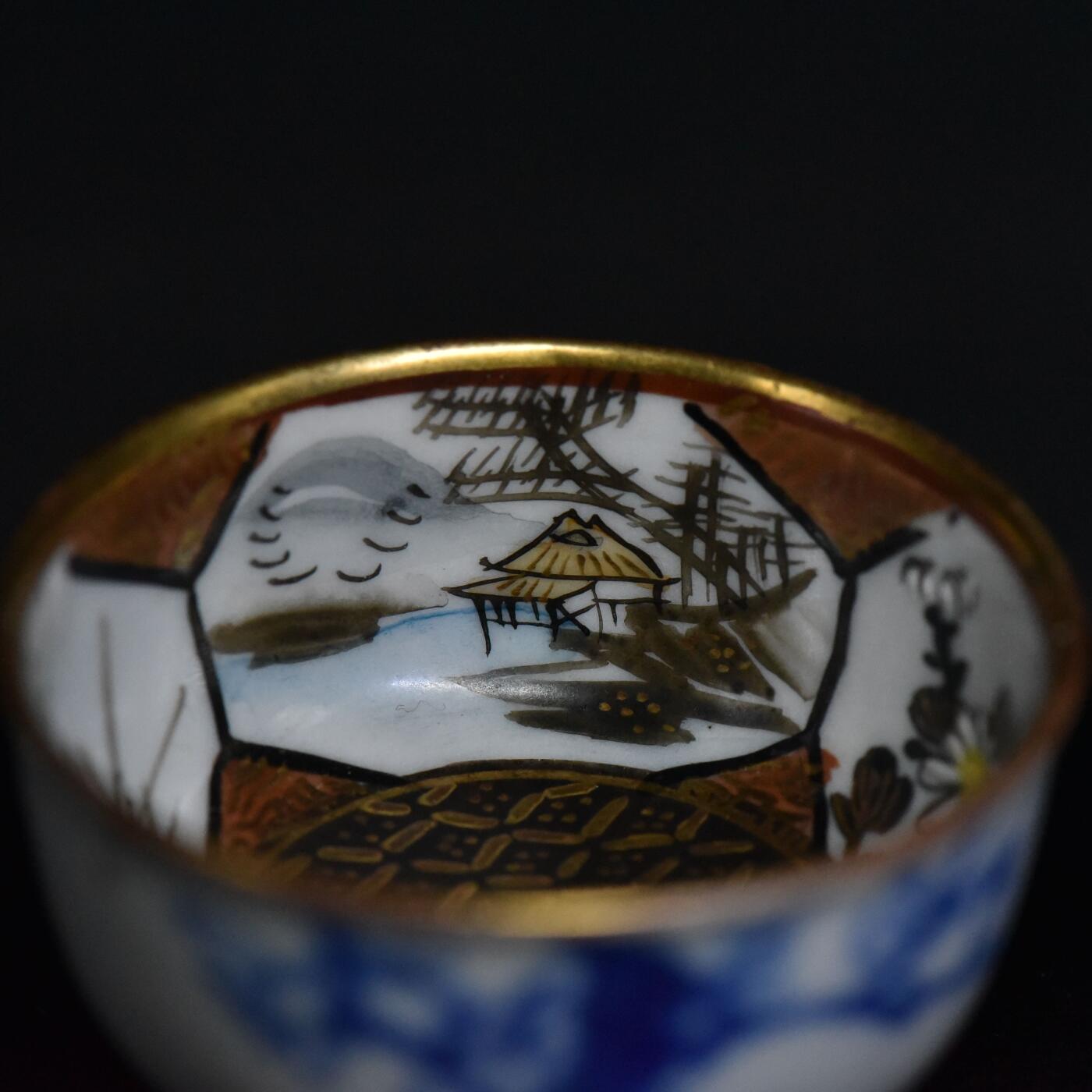 【良泉】5月22日19:30【直播场】228件，上半年最后一场（本场结束后外出度假。之前预存钱币的朋友请告知，将连同本场拍品一起邮寄，预祝诸位暑期愉快！） 【日本】老九谷，青花金彩茶杯