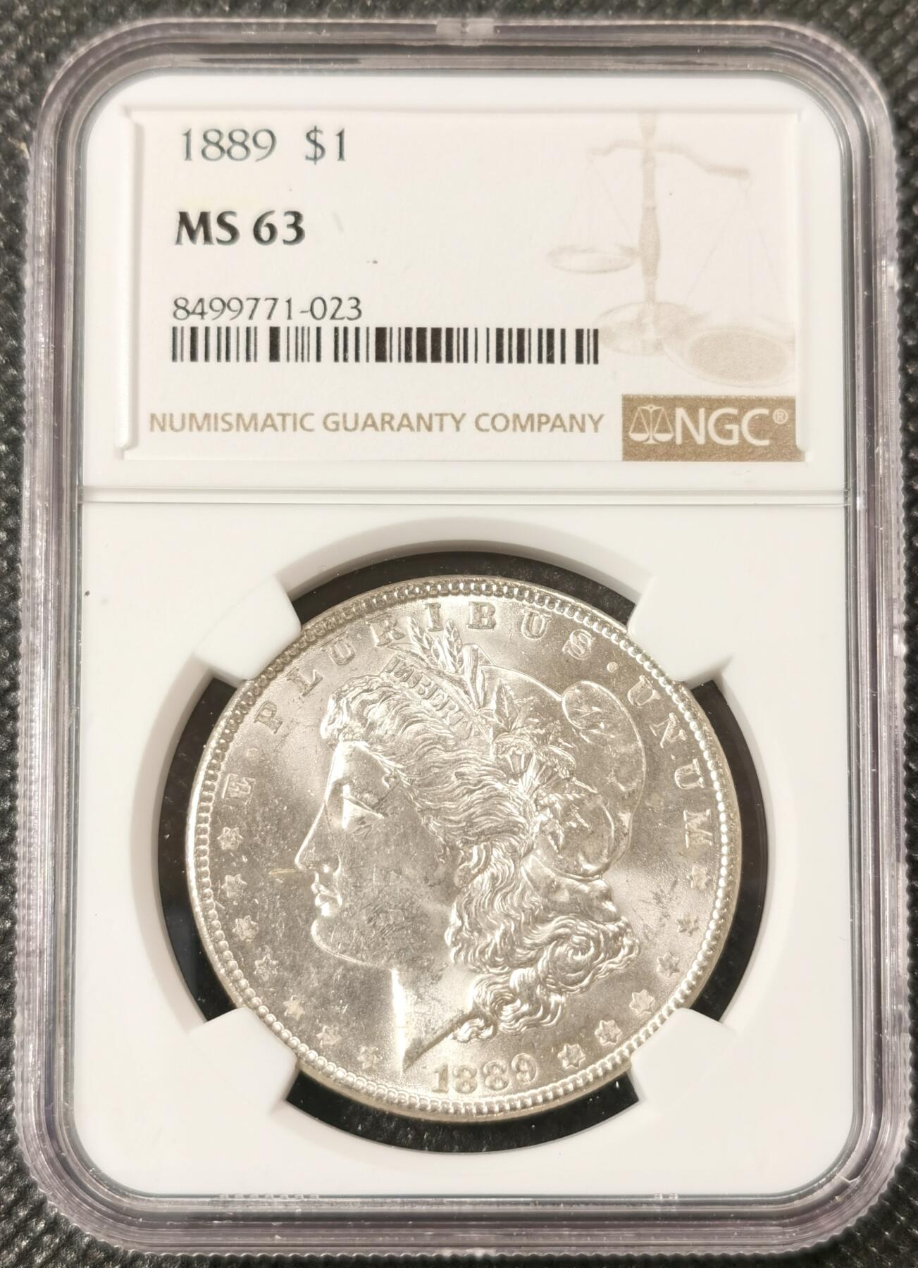  甄臻铺-美国银币专场-世界币章拍卖（第17期），送拍享返佣金等优惠多多 NGC-MS63 1889年美国摩根银币
