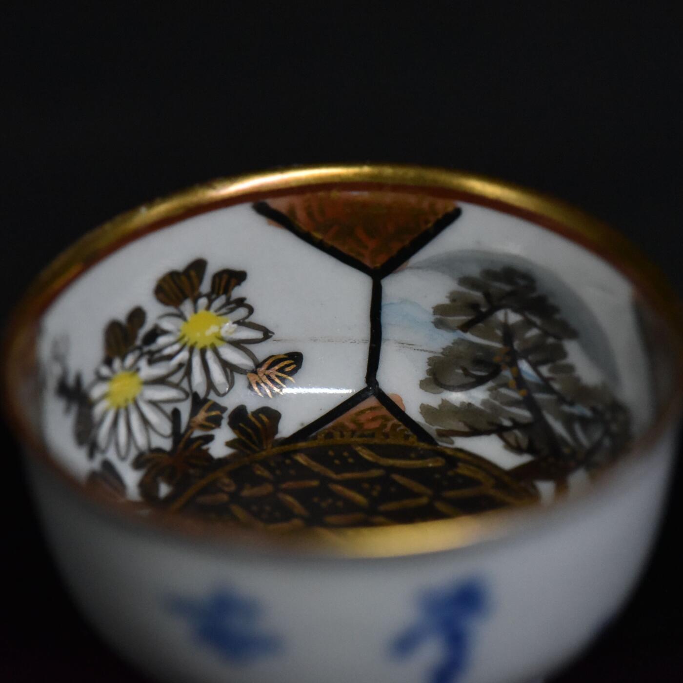【良泉】5月22日19:30【直播场】228件，上半年最后一场（本场结束后外出度假。之前预存钱币的朋友请告知，将连同本场拍品一起邮寄，预祝诸位暑期愉快！） 【日本】老九谷，青花金彩茶杯