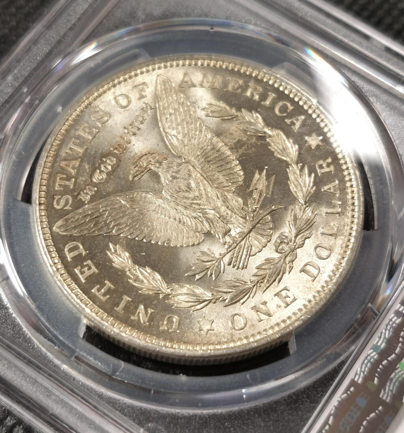  甄臻铺-美国银币专场-世界币章拍卖（第17期），送拍享返佣金等优惠多多 PCGS-MS63 1921年摩根银币，淡淡金色包浆