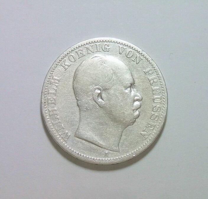 【银】德国普鲁士1866年 威廉一世洋葱头1泰勒银币 好品