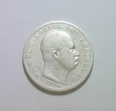 【银】德国普鲁士1866年 威廉一世洋葱头1泰勒银币 好品 - 【银】德国普鲁士1866年 威廉一世洋葱头1泰勒银币 好品