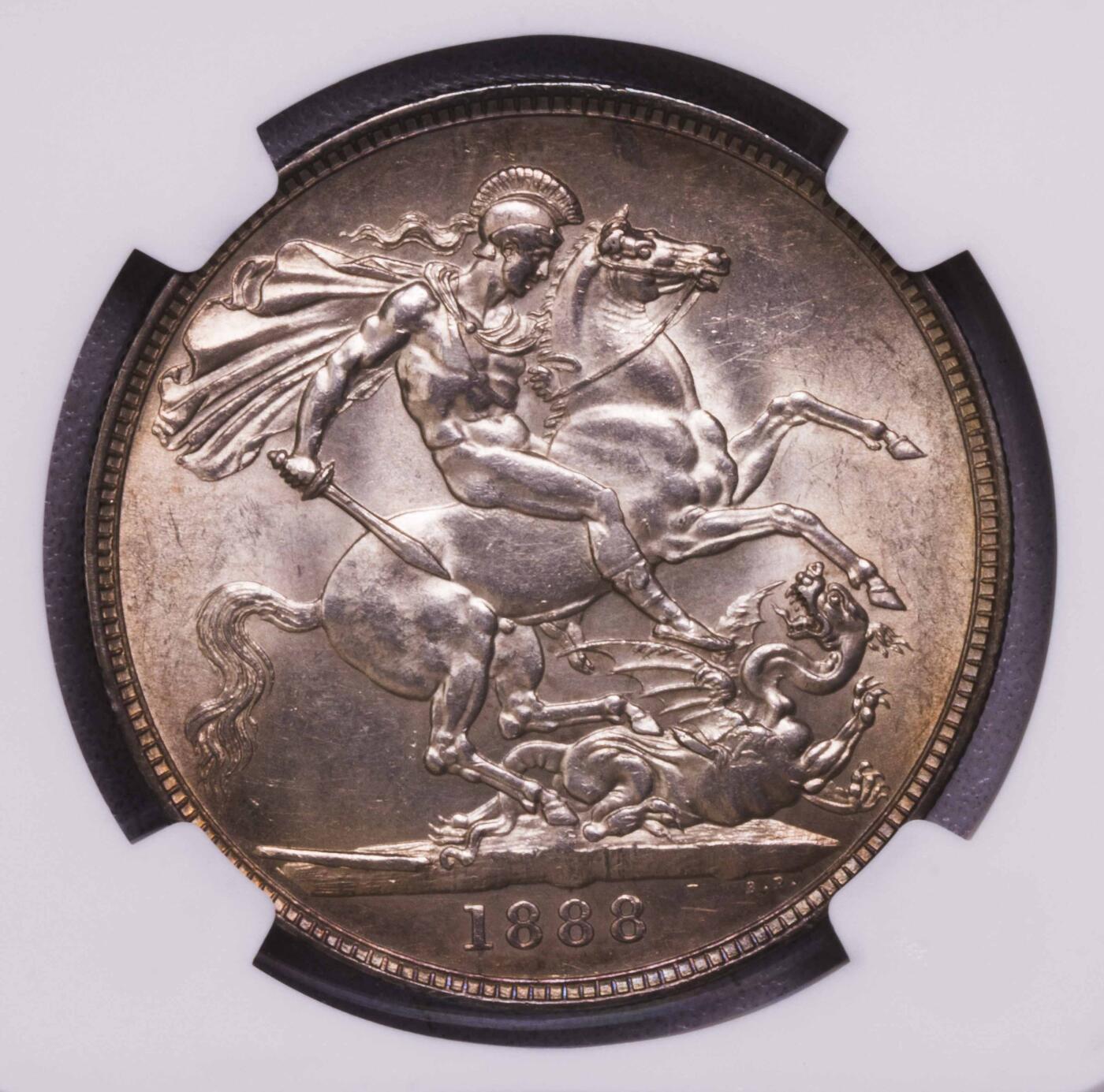NGC-MS62 1888英国小维高冠马剑克朗 特年