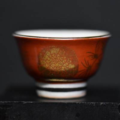 【良泉】5月22日19:30【直播场】228件，上半年最后一场（本场结束后外出度假。之前预存钱币的朋友请告知，将连同本场拍品一起邮寄，预祝诸位暑期愉快！） - 【日本】老九谷，九谷永乐赤绘金彩茶杯