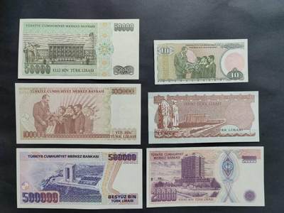 外国纸币专场250607第四十七场 土耳其🇹🇷6张，全新品相UNC。