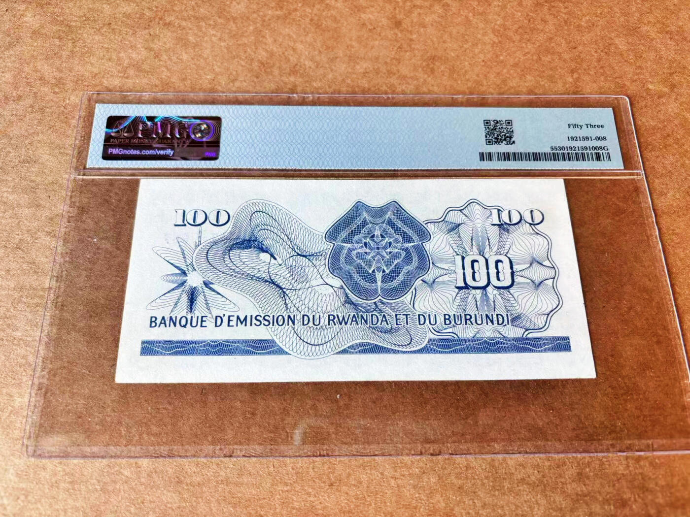 【Blue Auction】世界纸币精拍第664期【精】——16级TOP拍卖/信誉/品质/专业/高效💫 卢旺达和布隆迪 1960-62年100法郎 BWC出品 PMG53