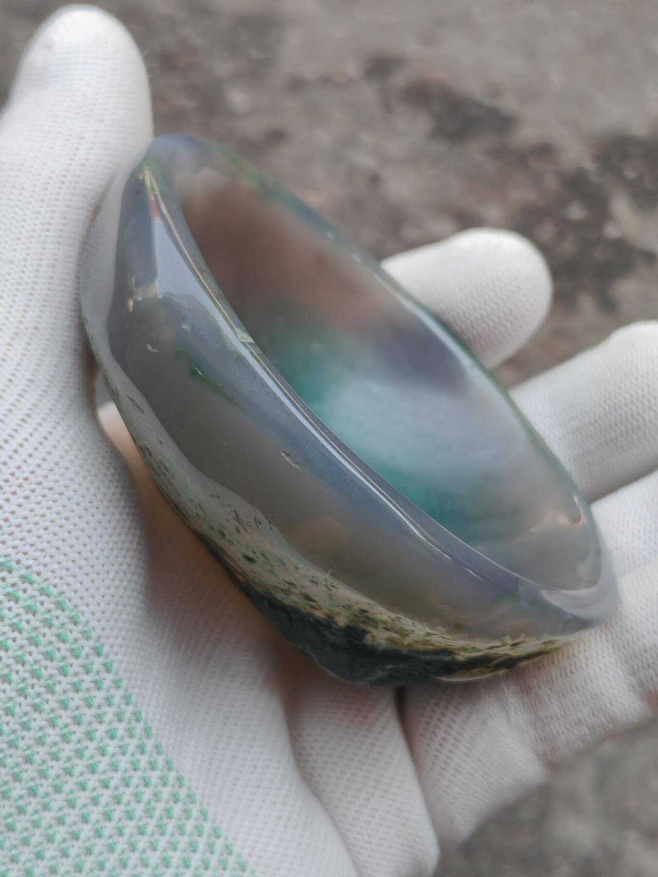 ❤精品缠丝玛瑙原石原皮笔洗烟灰缸(45022)规格85*82*35mm重量210g