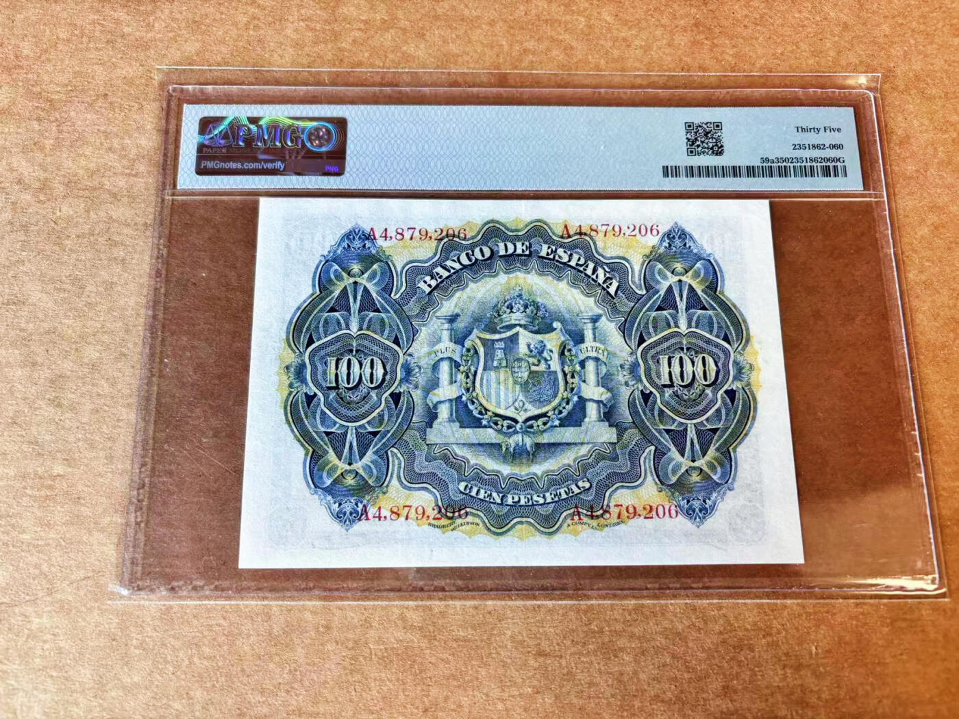 【Blue Auction】世界纸币精拍第664期【精】——16级TOP拍卖/信誉/品质/专业/高效💫 西班牙 1906年100比塞塔 BWC出品 PMG35