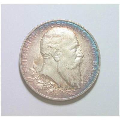 【银】德国巴登1902年 腓特烈一世登基50周年5马克大银币 难得五彩爽品 - 【银】德国巴登1902年 腓特烈一世登基50周年5马克大银币 难得五彩爽品