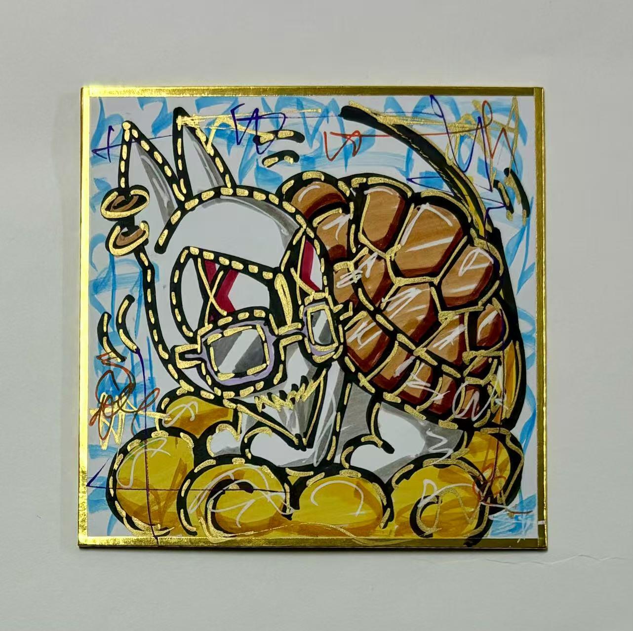 零元拍：歪歪亲笔签名原画色卡，尺寸：12/12厘米，不是复制画哦