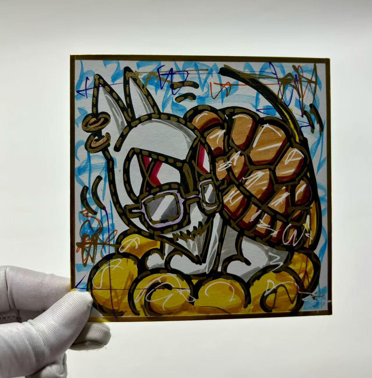 零元拍：歪歪亲笔签名原画色卡，尺寸：12/12厘米，不是复制画哦