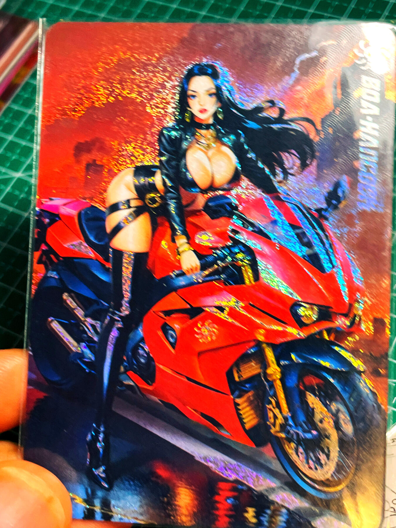 显眼宝15期 美人如玉 驴歪歪卡牌   机车女帝红色1张  稀有沙闪  大卡尺寸63*88