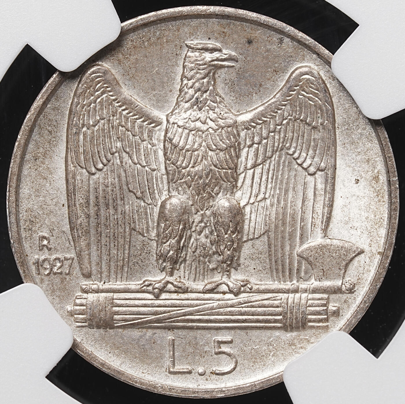 修遠堂世界钱币第七十期 NGC MS64 1927年意大利5里拉