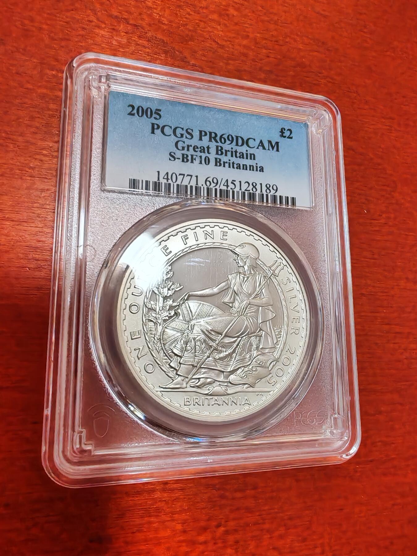 长老汇蛇年精选第十一场拍卖 2005英国不列颠女神2英镑精制银币，PCGS PR69DCAM，1500多枚