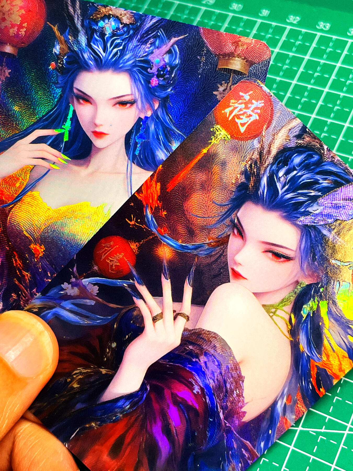 显眼宝15期 美人如玉 皇帝新衣卡牌  傲润对卡2张   折光彩闪60*87