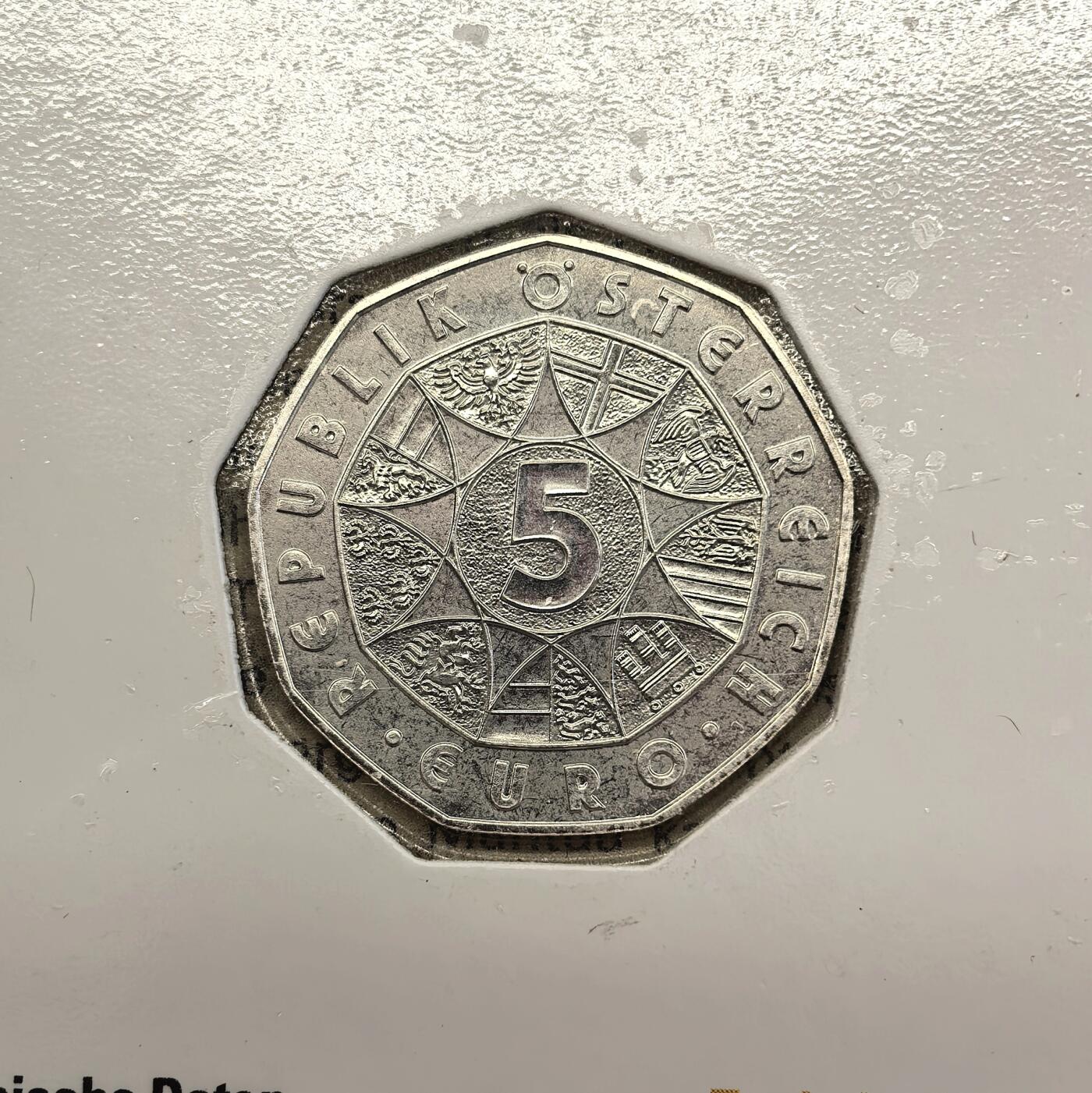 博洋堂世界钱币拍卖第123期（全场包邮） 奥地利2009年5欧元类精制银币 蒂罗尔自由 10克800银 发行量：10万 卡装