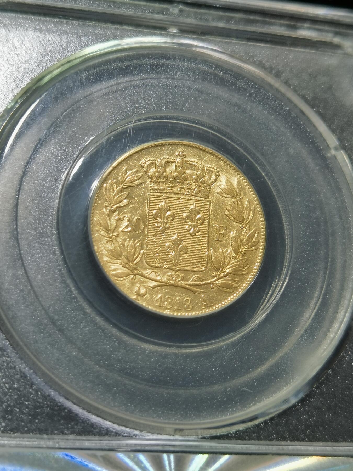最低価格の 1818法国路易十八20法郎金币，公博评级MS61 - 天下钱庄- 天下 世界